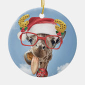 Weihnachtsgiraffe Keramik Ornament (Vorne)