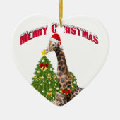 WeihnachtsGiraffe Keramik Ornament (Vorne)