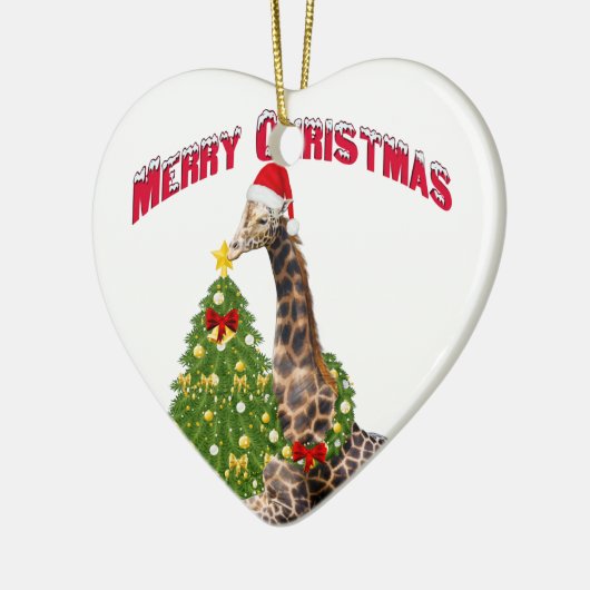 WeihnachtsGiraffe Keramik Ornament (Links)