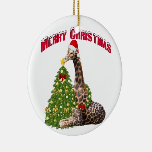 WeihnachtsGiraffe Keramikornament (Rechts)