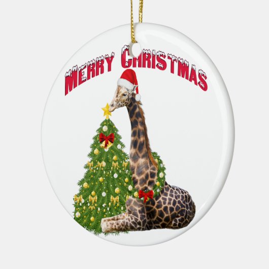 WeihnachtsGiraffe Keramikornament (Links)