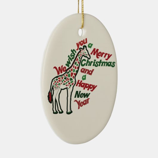 WeihnachtsGiraffe Keramikornament (Rechts)