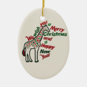 WeihnachtsGiraffe Keramikornament (Vorne)