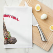 WeihnachtsGiraffe Küchentuch (Viertel Falte)