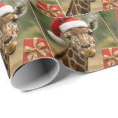 Weihnachtsgiraffe mit Feiertagsgeschenk Geschenkpapier (Rolleneckpunkt)