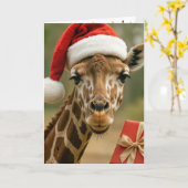 Weihnachtsgiraffe mit Feiertagsgeschenk Karte (Gelbe Blume)