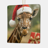 Weihnachtsgiraffe mit Feiertagsgeschenk Keramikornament (Links)