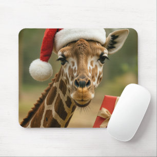 Weihnachtsgiraffe mit Feiertagsgeschenk Mousepad