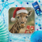 Weihnachtsgiraffe mit Feiertagsgeschenk Pappteller (Party)