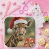 Weihnachtsgiraffe mit Feiertagsgeschenk Pappteller (Party)
