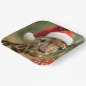 Weihnachtsgiraffe mit Feiertagsgeschenk Pappteller (Gewinkelt)
