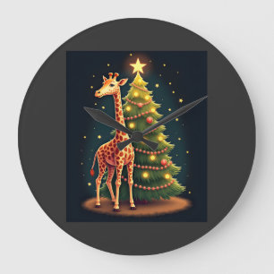 Weihnachtsgiraffe offizieller Baumaufsatz Lustig g Große Wanduhr