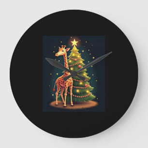 Weihnachtsgiraffe offizieller Baumaufsatz lustig g Große Wanduhr