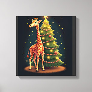 Weihnachtsgiraffe offizieller Baumaufsatz Lustig g Leinwanddruck