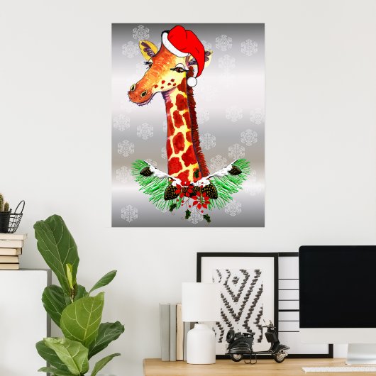 WeihnachtsGiraffe Poster (Heimbüro)