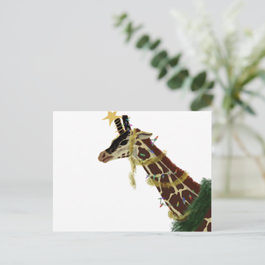 Weihnachtsgiraffe Postkarte (Stehend Vorderseite)
