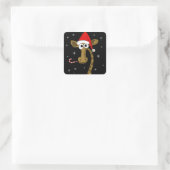Weihnachtsgiraffe Quadratischer Aufkleber (Tasche)
