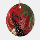 WeihnachtsGiraffe ~ Rundschmuck Keramik Ornament (Links)