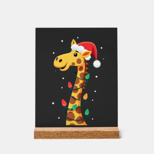Weihnachtsgiraffe Santa Hut Lichter Giraffe Männer Acrylschild