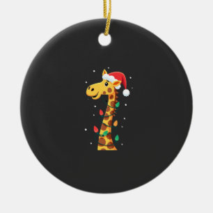 Weihnachtsgiraffe Santa Hut Lichter Giraffe Männer Keramik Ornament