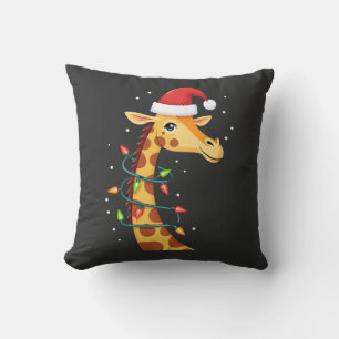 Weihnachtsgiraffe Santa Hut Lichter Giraffe Männer Kissen