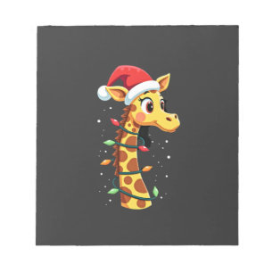 Weihnachtsgiraffe Santa Hut Lichter Giraffe Männer Notizblock