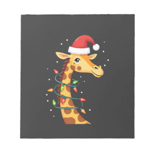 Weihnachtsgiraffe Santa Hut Lichter Giraffe Männer Notizblock