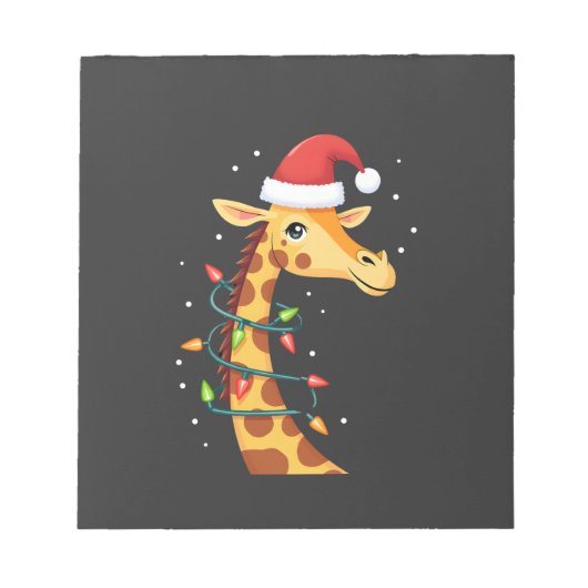 Weihnachtsgiraffe Santa Hut Lichter Giraffe Männer Notizblock (Vorderseite)