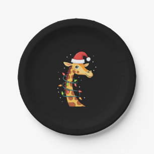 Weihnachtsgiraffe Santa Hut Lichter Giraffe Männer Pappteller