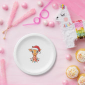 Weihnachtsgiraffe Santa Hut und bunte Lichter Pappteller (Party)