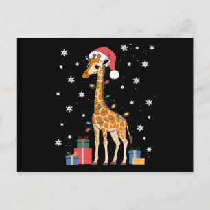 Weihnachtsgiraffe Santa Hut Xmas Lichter Schnee Feiertagspostkarte