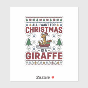 Weihnachtsgiraffe-Schlitten Lustiges Feiertags-T-S Aufkleber