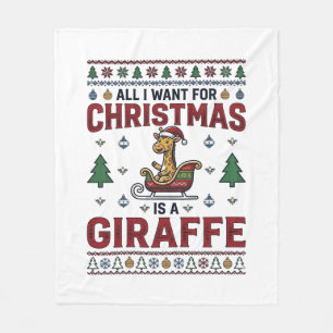 Weihnachtsgiraffe-Schlitten Lustiges Feiertags-T-S Fleecedecke