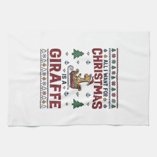 Weihnachtsgiraffe-Schlitten Lustiges Feiertags-T-S Geschirrtuch