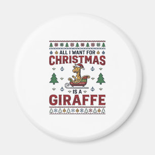 Weihnachtsgiraffe-Schlitten Lustiges Feiertags-T-S Magnet