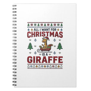 Weihnachtsgiraffe-Schlitten Lustiges Feiertags-T-S Notizblock