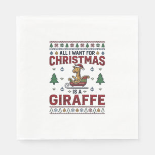 Weihnachtsgiraffe-Schlitten Lustiges Feiertags-T-S Serviette