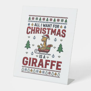 Weihnachtsgiraffe-Schlitten Lustiges Feiertags-T-S Sockelschild