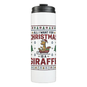 Weihnachtsgiraffe-Schlitten Lustiges Feiertags-T-S Thermosbecher