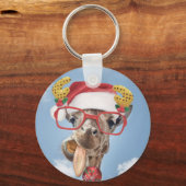 Weihnachtsgiraffe Schlüsselanhänger (Vorderseite)