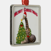 WeihnachtsGiraffe Silbernes Ornament (Rechts)