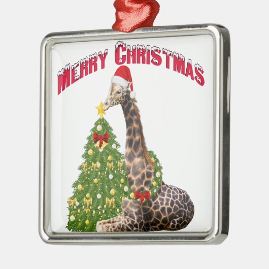 WeihnachtsGiraffe Silbernes Ornament (Links)