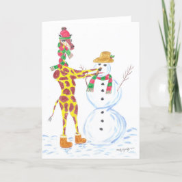 WeihnachtsGiraffe und Schneemann Feiertagskarte