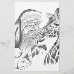 Weihnachtsgiraffe und Weihnachtsmann Briefpapier