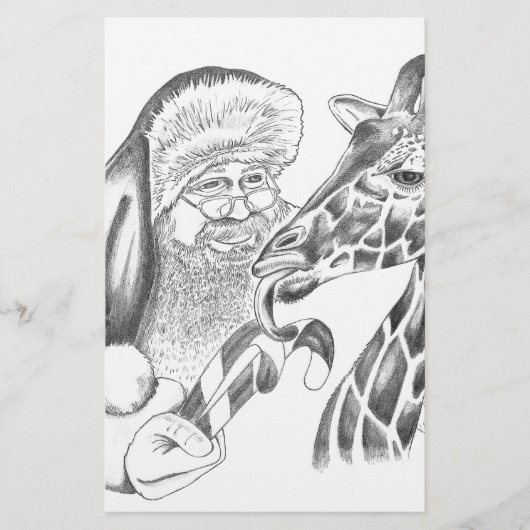 Weihnachtsgiraffe und Weihnachtsmann Briefpapier (Vorderseite)