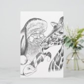 Weihnachtsgiraffe und Weihnachtsmann Briefpapier (Stehend Vorderseite)