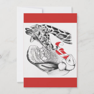 WeihnachtsGiraffe und Weihnachtsmann Feiertagskarte