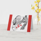 WeihnachtsGiraffe und Weihnachtsmann Karte (Gelbe Blume)