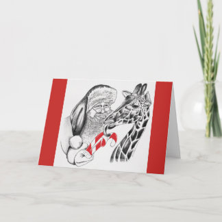 WeihnachtsGiraffe und Weihnachtsmann Karte