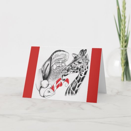 WeihnachtsGiraffe und Weihnachtsmann Karte (Vorderseite)